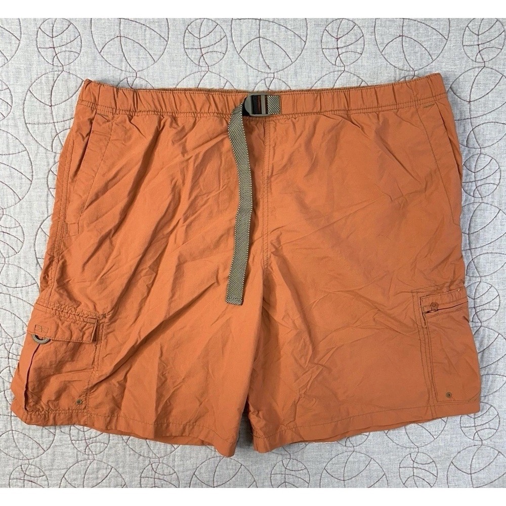 Columbia Men's XL Orange Nylon Belted Cargo Utility 9" Short Packable